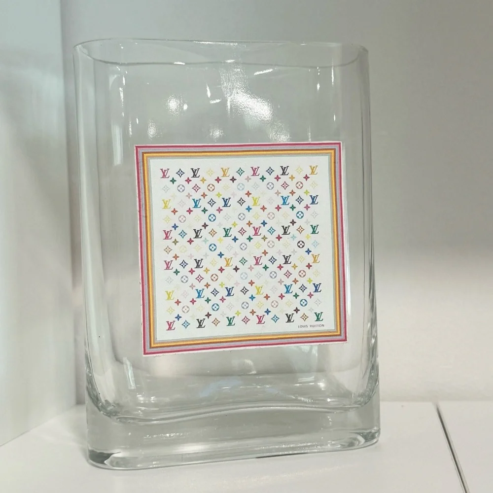 Floral LV Design Glass Vase